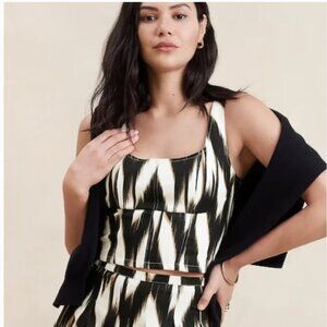 NWT Banana Republic Linen Blend Cropped Bustier Corset Shirred Back Women's 2